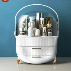 This is the classic white version of my popular vanity organizer. It features a clean, ribbed design with gold-accented legs and a convenient handle, making it easy to carry from your bedroom to the bathroom.