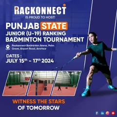 We were proud to host the Punjab State Junior (U-19) Ranking Badminton Tournament at our Amritsar arena. This graphic was part of our promotional campaign to attract the best young talent.
