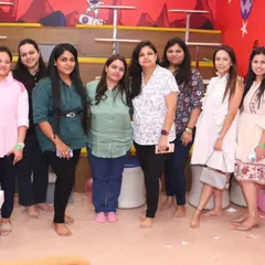 All smiles from our guests. We love hosting groups of parents for kitty parties or casual get-togethers while the kids have a blast.