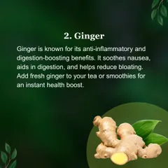 Ginger is a must-have herb known for its anti-inflammatory and digestion-boosting benefits. I often recommend adding fresh ginger to tea or meals to soothe nausea and reduce bloating.