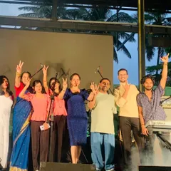 The teaching team and performers on stage after a successful concert. The energy and support from the community make these events truly unforgettable.