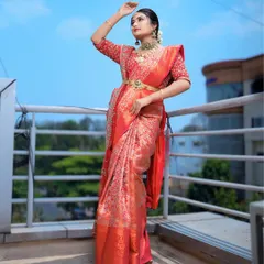 This pose captures the elegance of the complete bridal attire. The makeup is designed to be long-lasting and water-resistant, which is essential for long wedding day functions.
