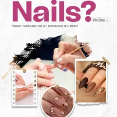 You have a passion for nails? We teach you how to slay it. This is your entry point to mastering everything from basic manicures and nail prep to advanced extensions and art. We provide the skills, you bring the ambition.