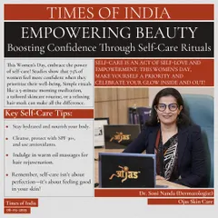 **As featured in the Times of India: Empowering Beauty Through Self-Care.** I share my key tips on how simple rituals like skincare and meditation can boost confidence and help you feel good in your skin.