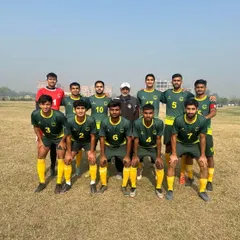 The starting lineup, focused and prepared. Our players embody the spirit of Jamia football, combining individual skill with a strong, cohesive team strategy.