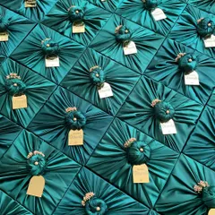 I believe presentation is everything. This is a glimpse of a large order I prepared, with each gift wrapped in luxurious teal satin using a Furoshiki-inspired technique, complete with a custom gold tag. It’s a gift that feels special even before it’s opened.