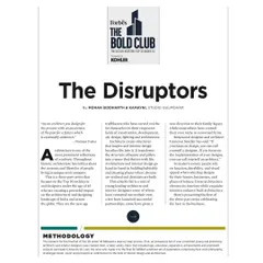 An article from our feature in Forbes India's list of "30 Under 45 Top Designers and Architects in India". The article highlights our role as "The Disruptors", creating a powerful impact on the architectural and design landscape.