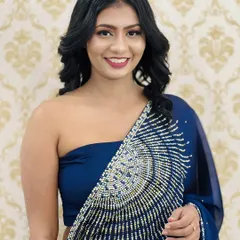 The same glamorous reception look, captured with a beautiful, happy smile. A client's happiness is the best final touch to any makeup I do.