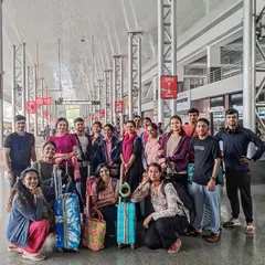 The team has arrived. A group photo marking the beginning of our first summer camp and rehearsal period at the Punyah Abhyasa Shaala in Chikhale.