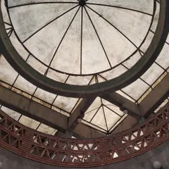 The domed ceiling of the India Habitat Centre, designed by architect Joseph Allen Stein. Completed in 1993, this building was conceived as an integrated urban space combining offices with public activities, representing a post-liberalization approach to architecture and city life.