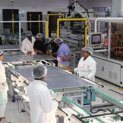 A glimpse inside our state-of-the-art solar panel manufacturing facility in Bangalore. By producing our own Mono-Perc solar panels, we control the entire quality process, ensuring every system we install delivers superior performance and long-term reliability for our clients.