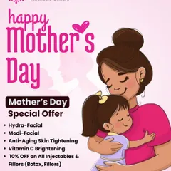 For Mother's Day, I love to pamper the incredible moms out there. This graphic shows a past special offer on facials, skin tightening, and injectables to help mothers reclaim their glow.