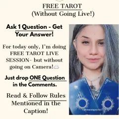 An announcement for a free tarot session where you can ask one question and get your answer. This is for my followers as a thank you for being part of this community.