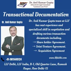 Our firm offers expert guidance on various transactional documents. This graphic, presented in our firm's official branding, lists key agreements we handle, including those for joint ventures and acquisitions.