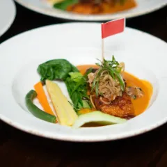 A beautifully plated dish from our Eat Pray Love brunch in Bangalore. The vibrant colors and fresh ingredients reflect the Bali portion of the film, offering a taste of island life and newfound love.