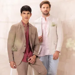 For this linen brand campaign, I styled two male models in complementary pastel and earthy tones, showcasing how linen can be styled for both smart casual and festive occasions.