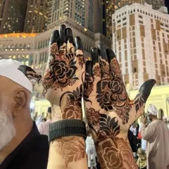 A truly blessed moment. My client shared this beautiful picture of her henna stain during her Umrah pilgrimage. The deep color is a result of pure, natural henna.