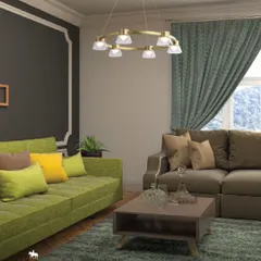This modern ring chandelier adds a touch of contemporary elegance to a classic living room. The brushed gold finish complements the room's color palette, providing focused light over the coffee table without overwhelming the space.