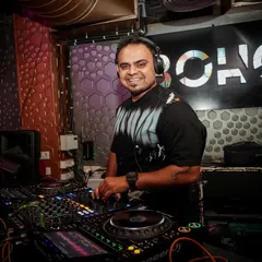 A happy moment behind the console at Boho Koramangala. A smile on my face usually means the crowd is having an amazing time, and that's what it's all about.