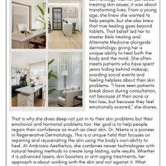 Being featured in Women's Era magazine as an Inspirational Woman was a humbling honor. My journey into dermatology was always about more than just treating skin issues; it was about transforming lives. I dive deep into the emotional and hormonal aspects of my patients' health to help them regain their confidence.