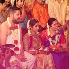 A candid shot from the wedding ceremony. It's a privilege to witness these moments and know that my designs are a part of their lifelong memories.