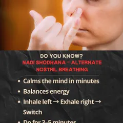 Nadi Shodhana, or Alternate Nostril Breathing, is a 3-minute reset for your mind. This pranayama technique balances the energy in your body and is incredibly effective for dissolving stress during a busy day.