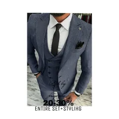 An inspirational image showcasing a perfectly styled three-piece suit. This represents the level of elegance and detail I bring to every client's ensemble, complete with styling services.