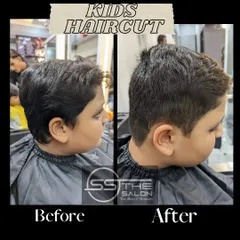 A great back-to-school look. This before and after shows a neat and tidy haircut that's perfect for any young student.