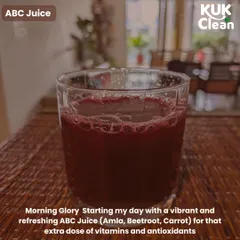 Here is another look at my morning ABC juice. This vibrant drink is my go-to for an extra dose of vitamins to kickstart my day. It's a simple habit that makes a big difference in how I feel.