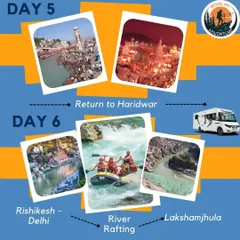 An example of a multi-day itinerary we can arrange, this one covering the Chardham Yatra and Rishikesh. We plan everything from travel and stays to activities like river rafting, ensuring a seamless and memorable journey.
