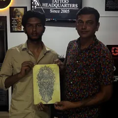 This intricate skull design was drawn by a student from our April batch. Our curriculum focuses on developing the ability to create complex and detailed artwork.