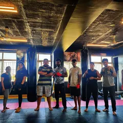 The Avengers of our boxing class, assembled and ready. We have a great mix of people, all focused on getting better together.