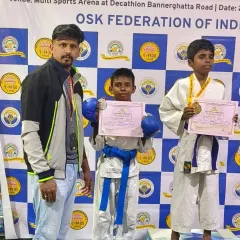 My students on the winners' podium at the CISCE Regional Tournament. Their hard work paid off with medals and certificates, a testament to their fighting spirit.