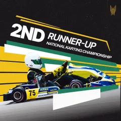 We are proud to announce our driver as the 2nd Runner-Up in the National Karting Championship. This graphic celebrates a fantastic achievement in a highly competitive series.