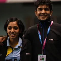 Pictured here with one of our top players, Yashaswini. My role as a coach is to guide and support our athletes on their journey to the top.