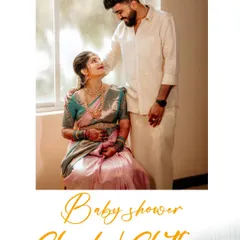 An intimate portrait from a baby shower, where the couple shares a quiet moment of connection. The soft window light and their traditional attire create a timeless and elegant feel, highlighting the love that surrounds them.