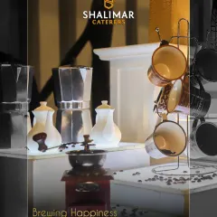 Brewing happiness at your events. Our dedicated coffee station, complete with vintage grinders and moka pots, offers an authentic and aromatic coffee experience for your guests.