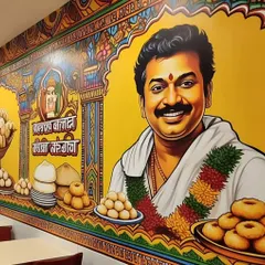 For this South Indian restaurant, I created a custom portrait mural that celebrates the owner's heritage and the culture behind the food. This artwork is 100% hand-painted and becomes a central part of the restaurant's identity and ambiance, making the dining experience more authentic and memorable.