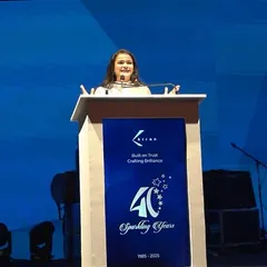 A front-facing shot from the lectern at the Kiran Gems 40th-anniversary event. My goal is to host with energy and passion, no matter the occasion.