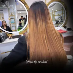 A view from the back showcasing the seamless transition of this ash blonde balayage. The straight styling highlights the precision of the color placement and the healthy condition of the hair.
