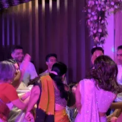 A fun, interactive moment on the dance floor at the private event.