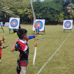A young boy in our U-10 program takes aim with his recurve bow during the SFA Archery Championship in Mumbai.