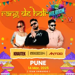 Our Holiboom poster for Pune. Each poster serves as a key marketing asset, providing all essential details like date, time, venue, and the full artist lineup.