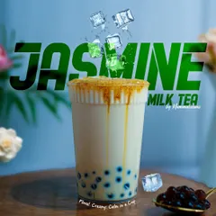 Meet your new favorite drink: my Jasmine Milk Tea. It's a floral, creamy, and calming bubble tea with a sweet caramel drizzle that's perfect for any time of day. A true mood booster in a cup.