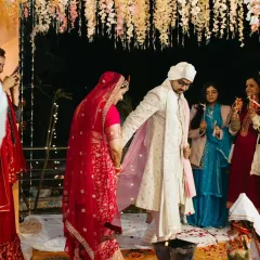 A beautiful moment from a wedding ceremony, with the couple taking their pheras. It's an honor to be a small part of such important moments.