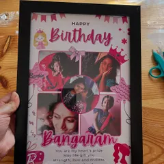 I customized this cute "Happy Birthday Bangaram" photo frame for a little princess. It's a sweet and personal way to display treasured family photos.