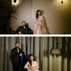A series of stylish, modern portraits from an engagement party. I used the ambient lighting and interior decor to create a moody and sophisticated atmosphere for these shots.