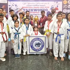 The results of dedication. Our team proudly displays a haul of 14 Gold, 12 Silver, and 5 Bronze medals from the Karnataka Grand Prix Open Taekwondo Championship. We train to win, and we win as a team.