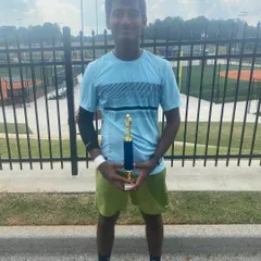 International success is a key goal. Here is my student Ishaan Yadlapalli after winning the UTR Masters Tennis Championship in Atlanta, USA, showing that our training prepares athletes for global competition.