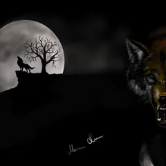 A moody digital painting depicting a wolf howling at the moon. I used digital brushes to create a dark, atmospheric scene, playing with silhouettes and high-contrast lighting for a dramatic effect.